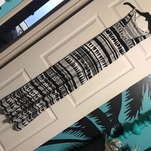 LOFT Black & White Pattern Maxi Dress